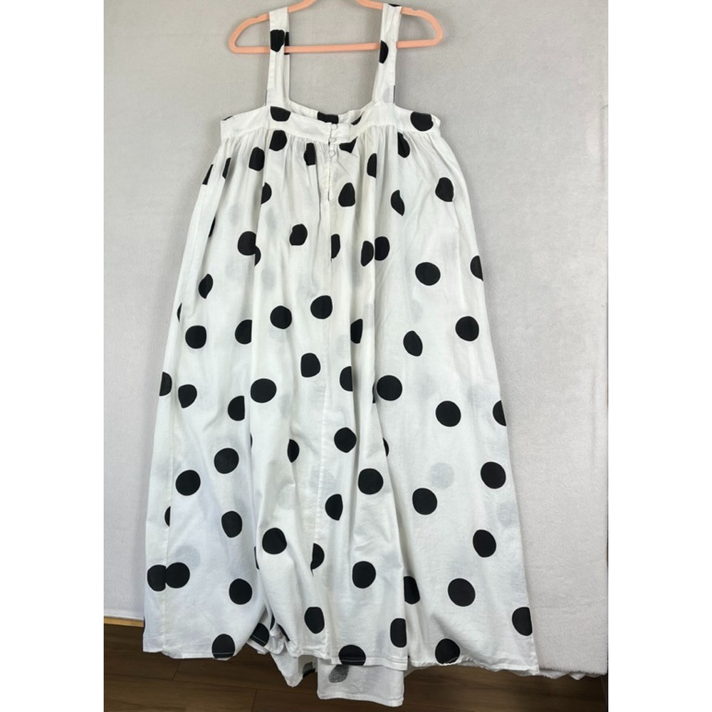 Asos Design Curve Maxi Dress US 14 Black & White Polka Dot Strappy Sleeve - Picture 2 of 12